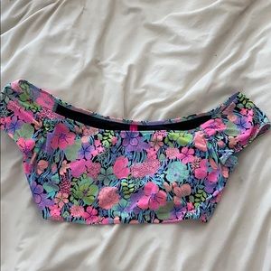 off the shoulder floral swimsuit top
